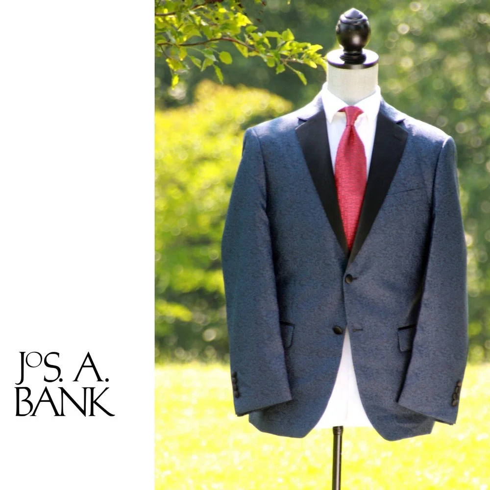 Jos A. Bank Men's Paisley Formal Dinner‎ Jacket Blazer 44L Blue Teal C060438